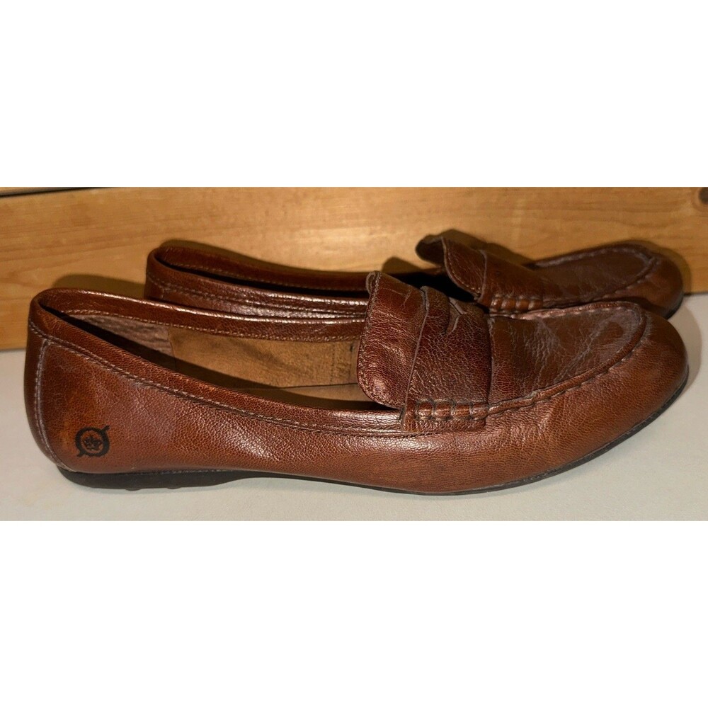 Born Shoes Womens Size 8 Brown Leather Slip On Loafer Flats Casual Comfort - Picture 4 of 9